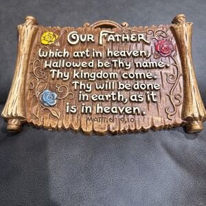 VTG 1960s "Our Father Matt. 6: 9, 10" 3D Embossed Plaque-Multi Products Inc USA